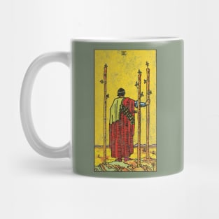 Three of wands tarot card (distressed) Mug